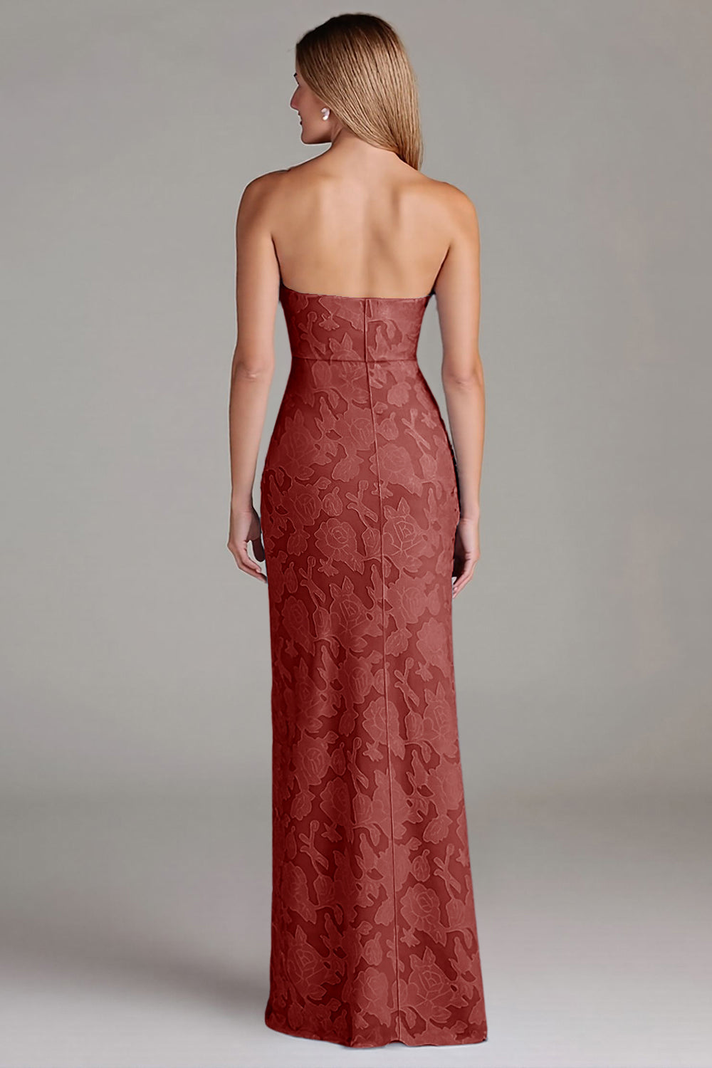 Robe de demoiselle d'honneur longue fourreau bustier bleu poussière