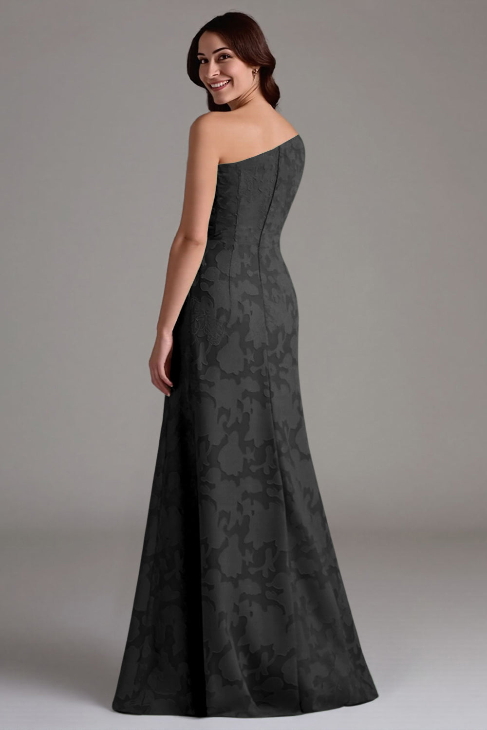 Robe de chœur longue coupe trapèze bleu marine à épaules dénudées