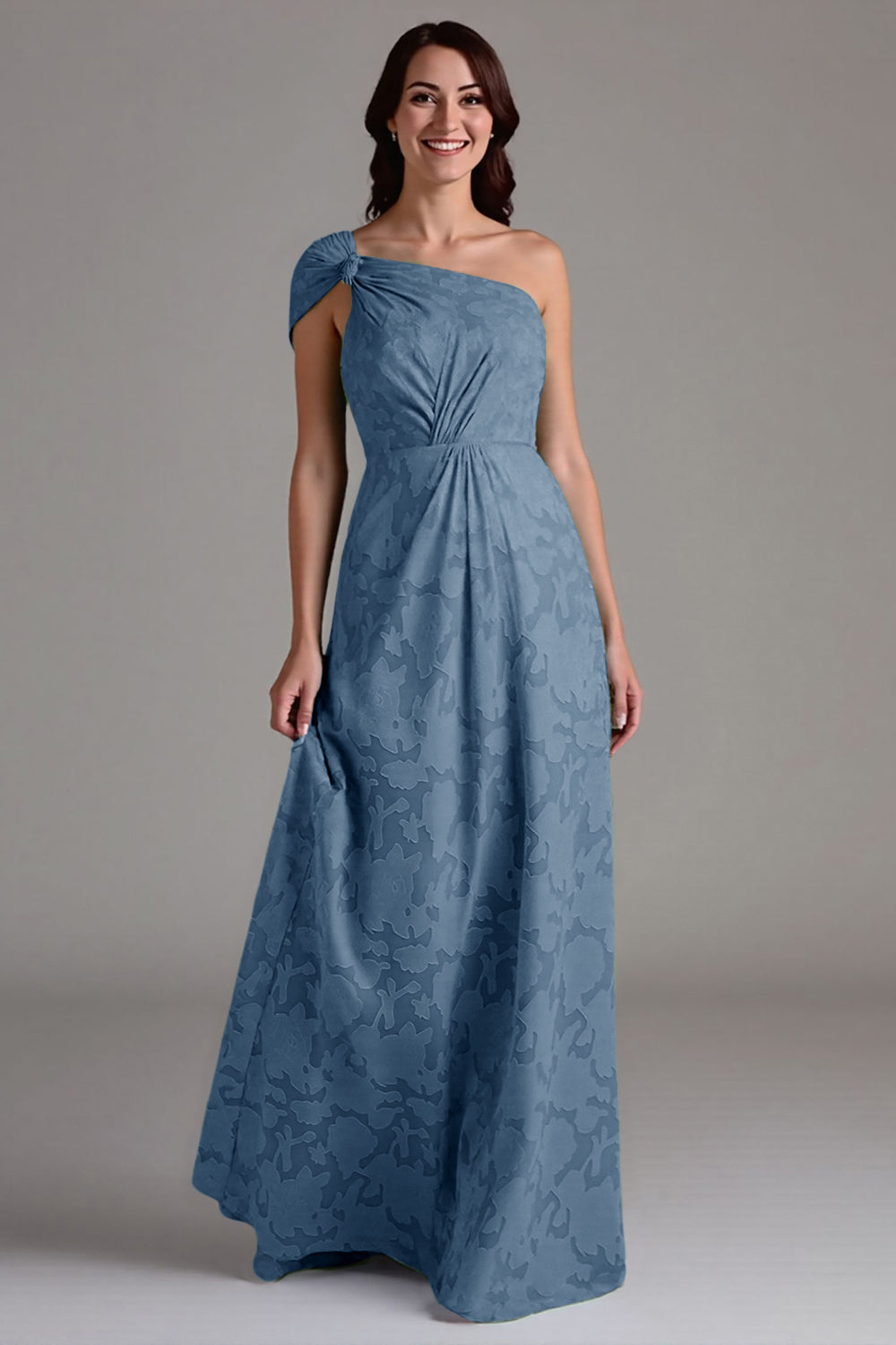 Robe de demoiselle d'honneur A-line asymétrique drapée Eucalyptus