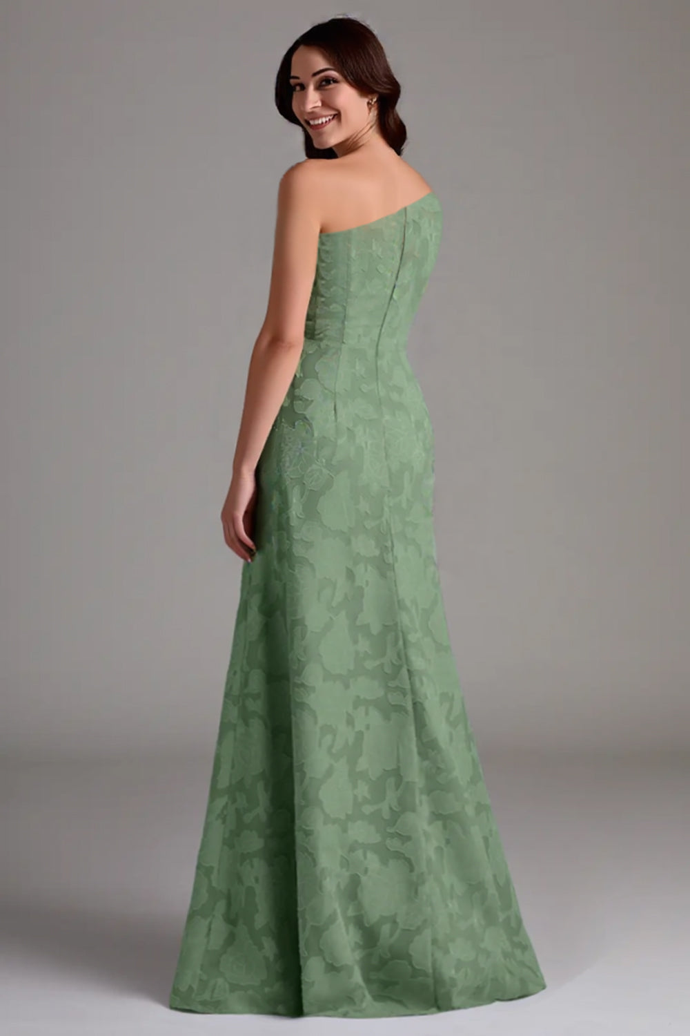 Robe de demoiselle d'honneur A-line asymétrique drapée Eucalyptus