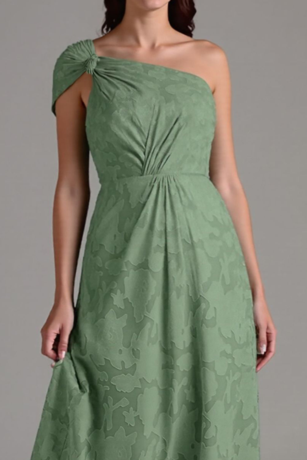 Robe de demoiselle d'honneur A-line asymétrique drapée Eucalyptus