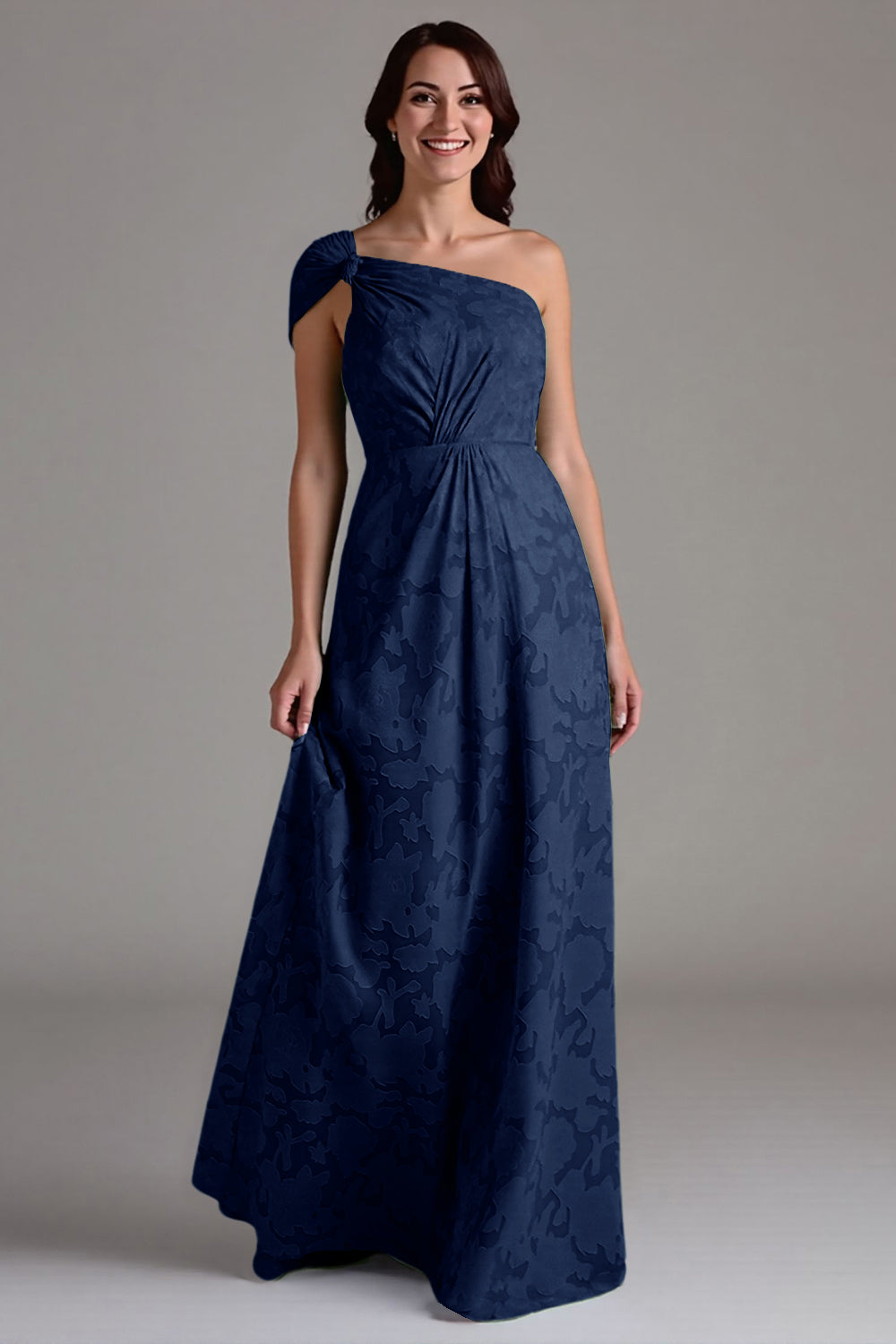 Robe de chœur longue coupe trapèze bleu marine à épaules dénudées