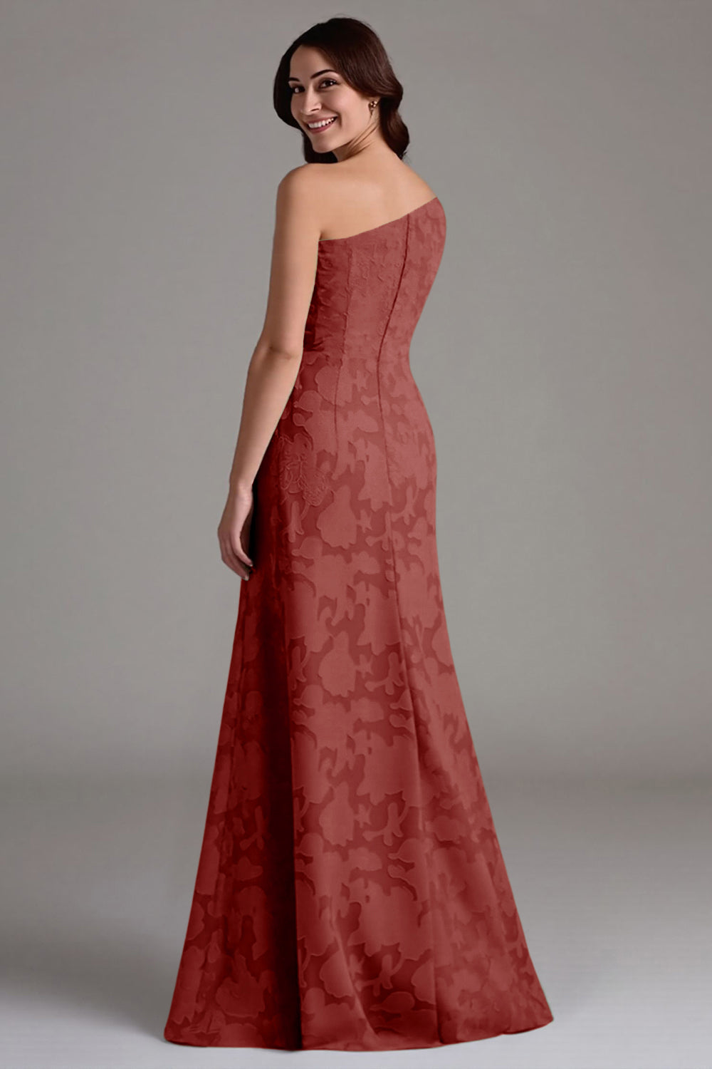 Robe de chœur longue coupe trapèze bleu marine à épaules dénudées