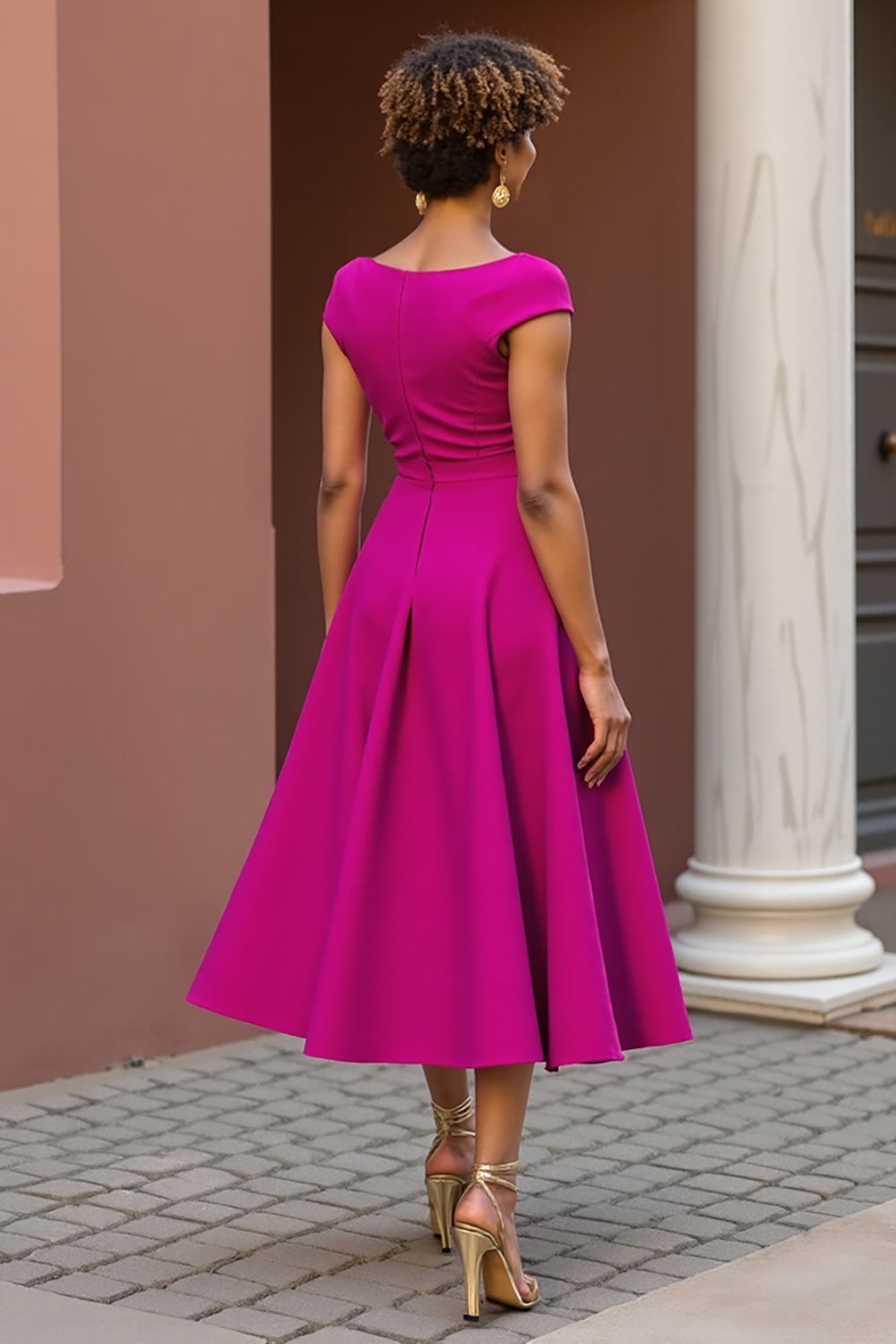 Dusty Rose A Line V Neck Mother Of The Bride Dress