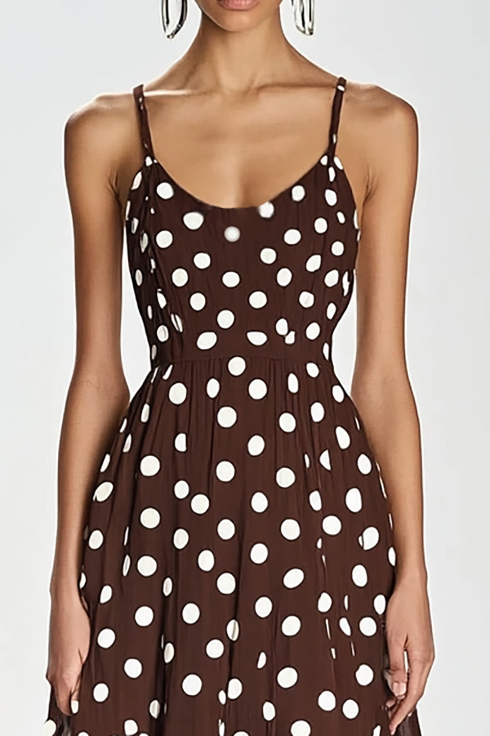 Robe Longue Bretelles Fines Bretelles Fines Bretelles Spaghetti Bretelles Blanches à Pois