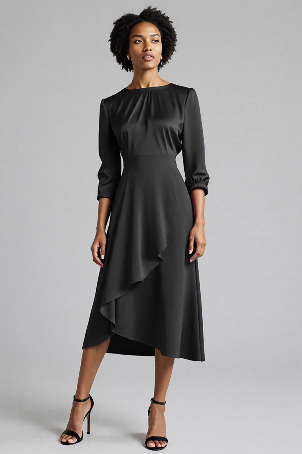 Robe de travail midi évasée prune à volants