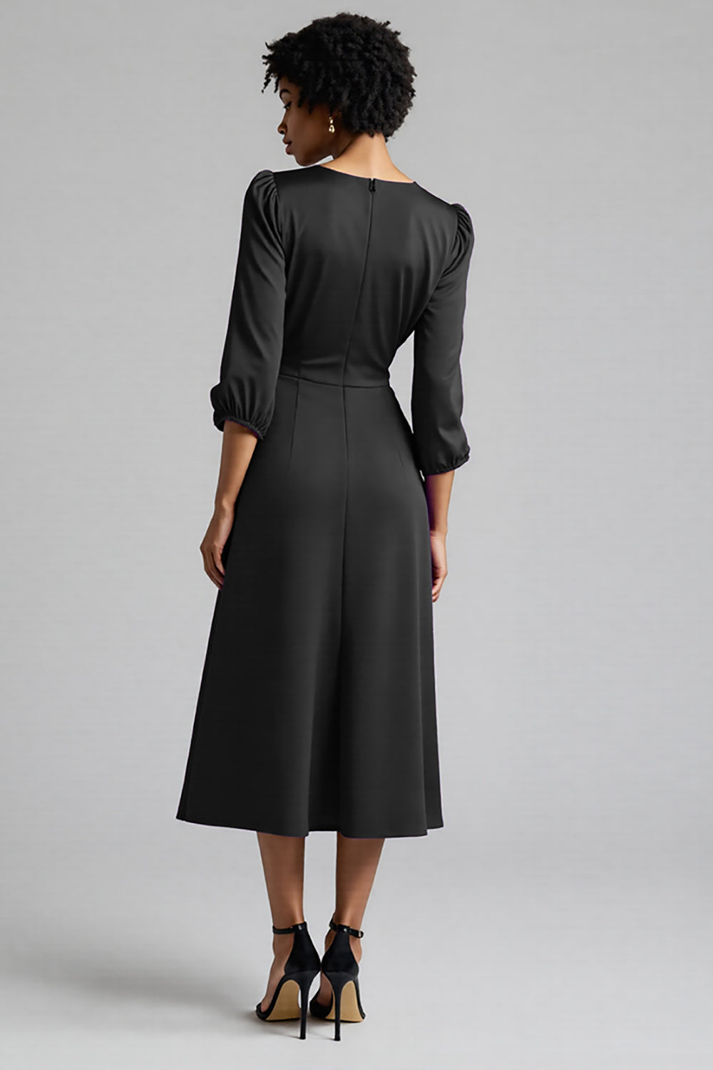 Robe de travail midi évasée prune à volants