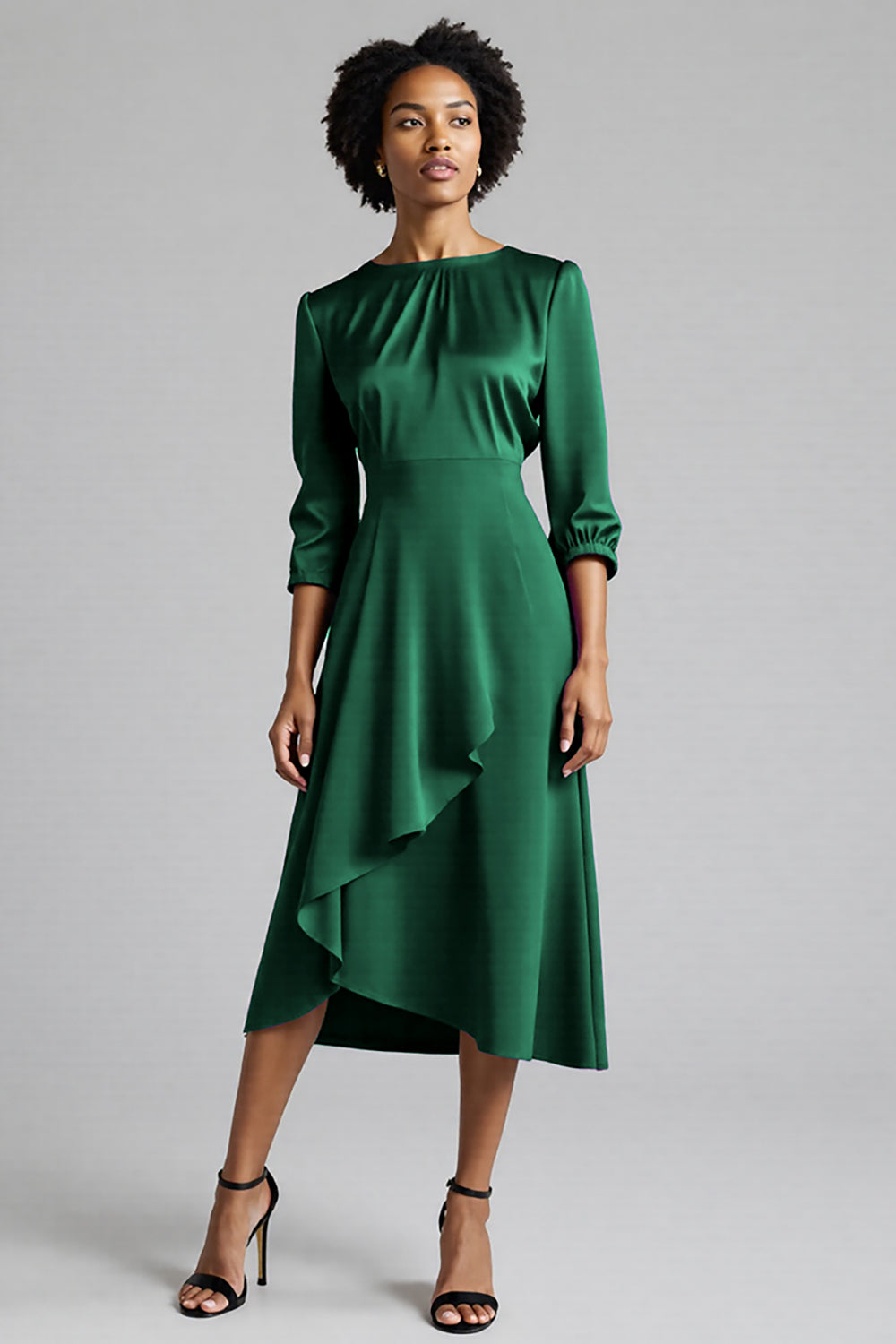 Robe de travail midi évasée prune à volants