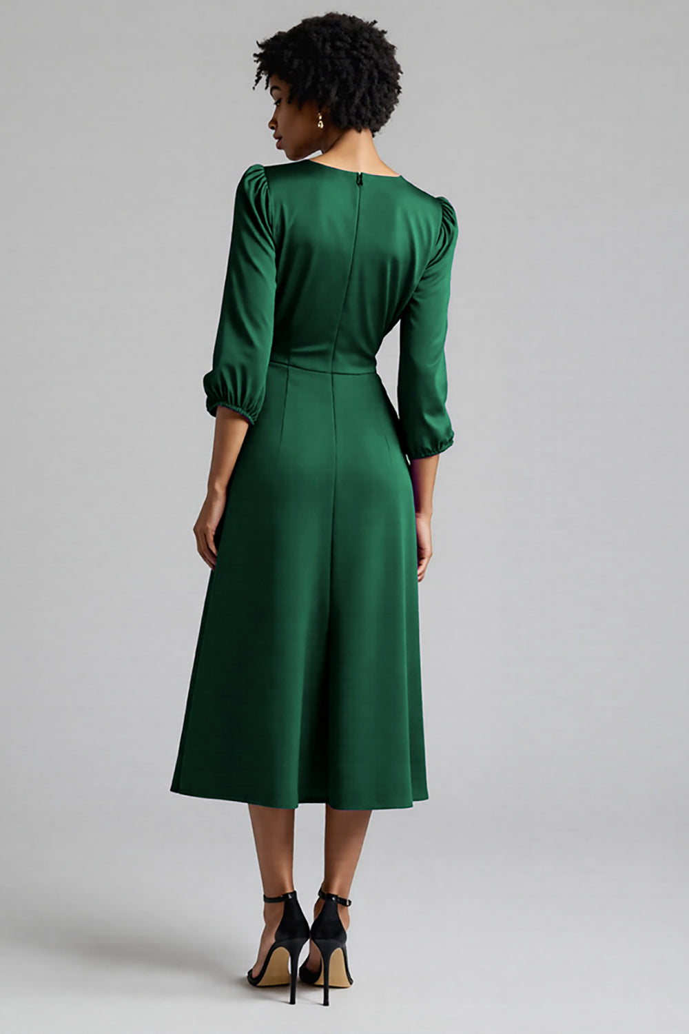 Robe de travail midi évasée prune à volants