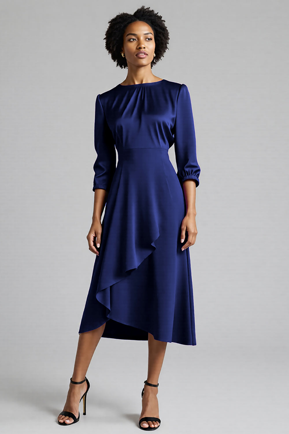 Robe de travail midi évasée prune à volants