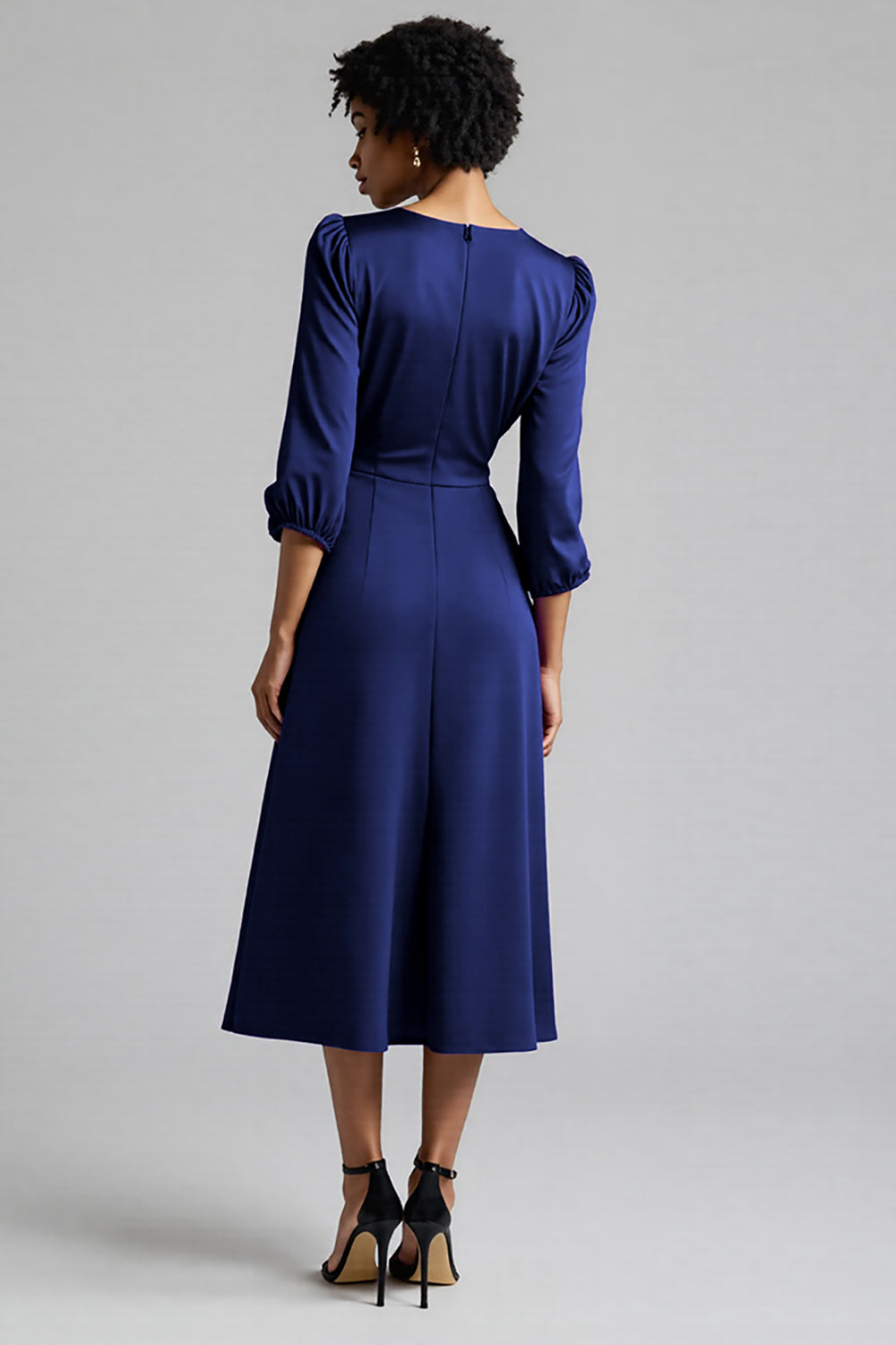 Robe de travail midi évasée prune à volants