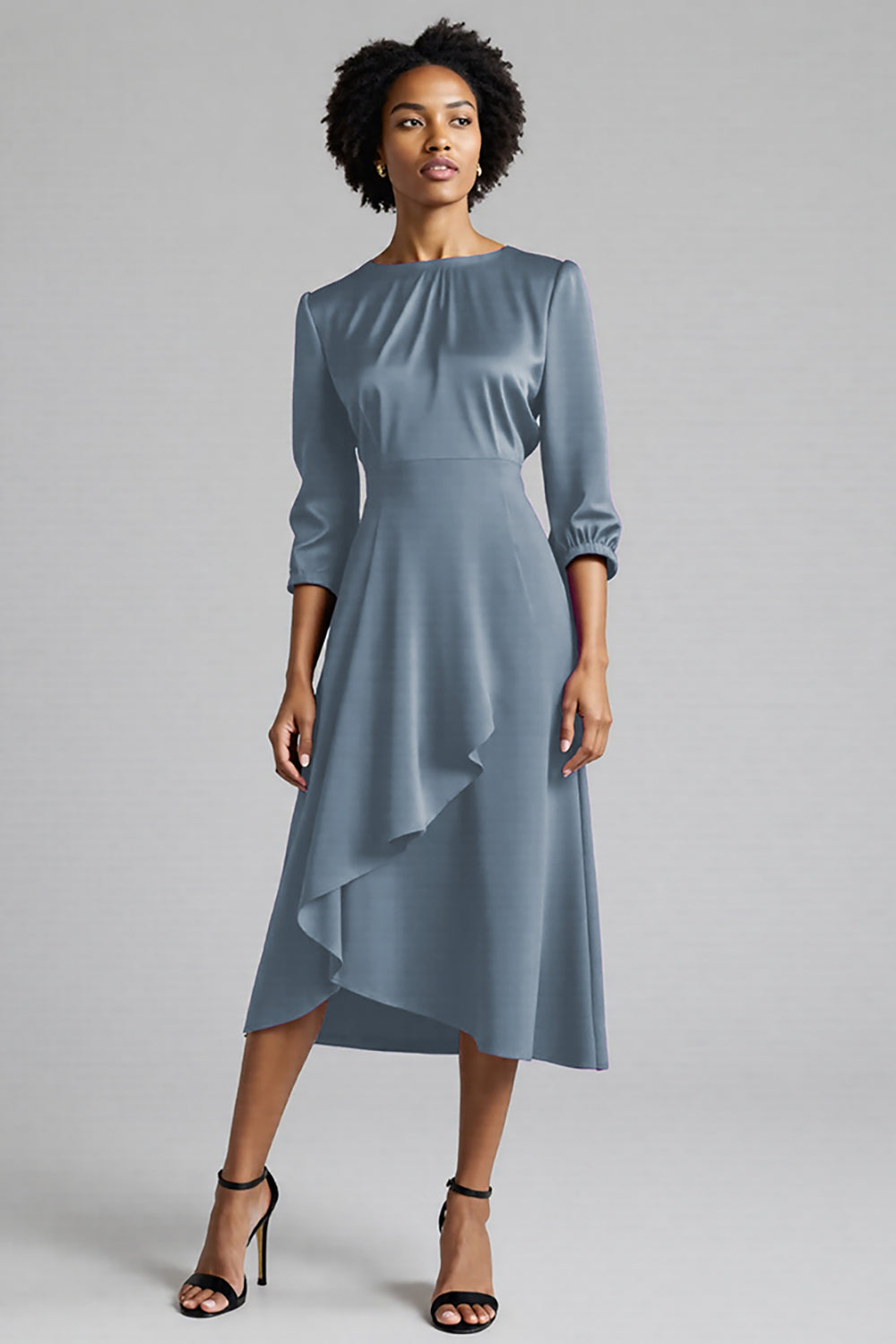 Robe de travail midi évasée prune à volants