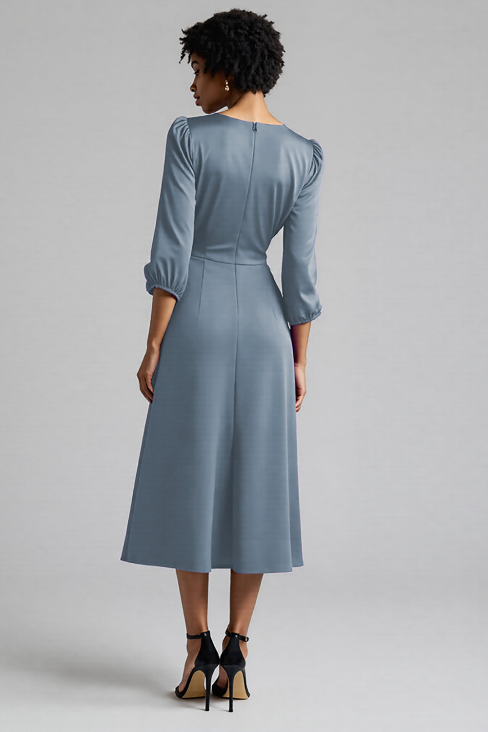 Robe de travail midi évasée prune à volants