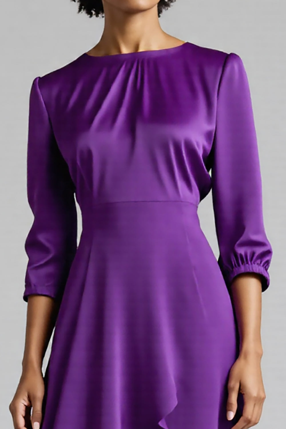 Robe de travail midi évasée prune à volants