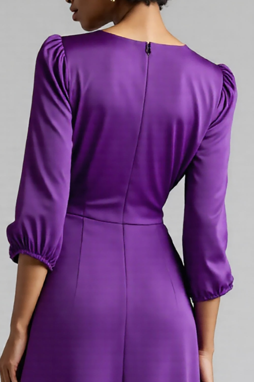 Robe de travail midi évasée prune à volants