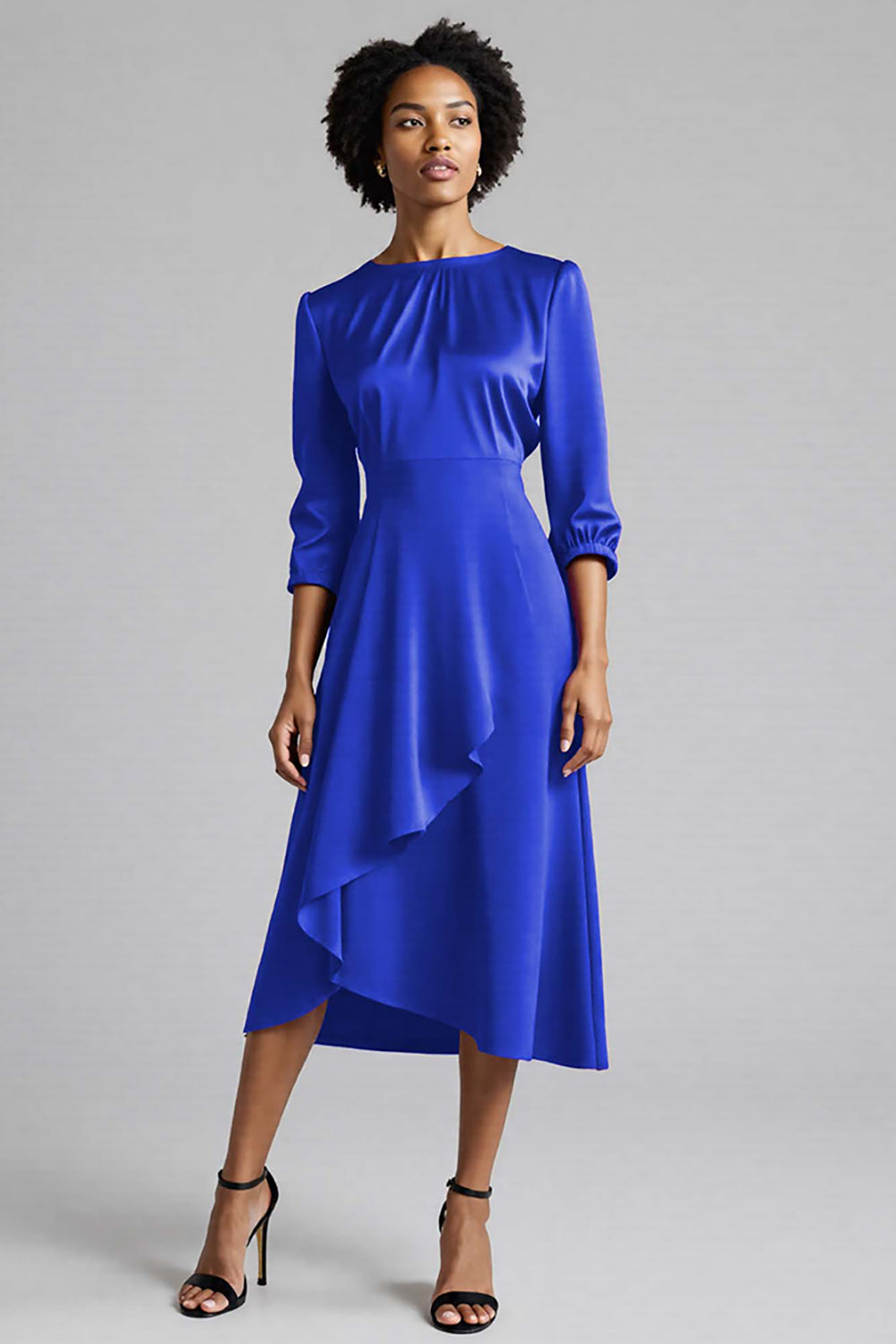 Robe de travail midi évasée prune à volants