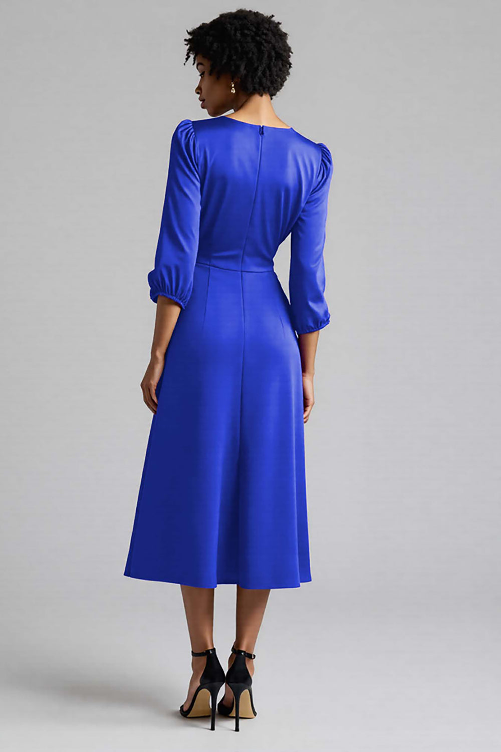 Robe de travail midi évasée prune à volants
