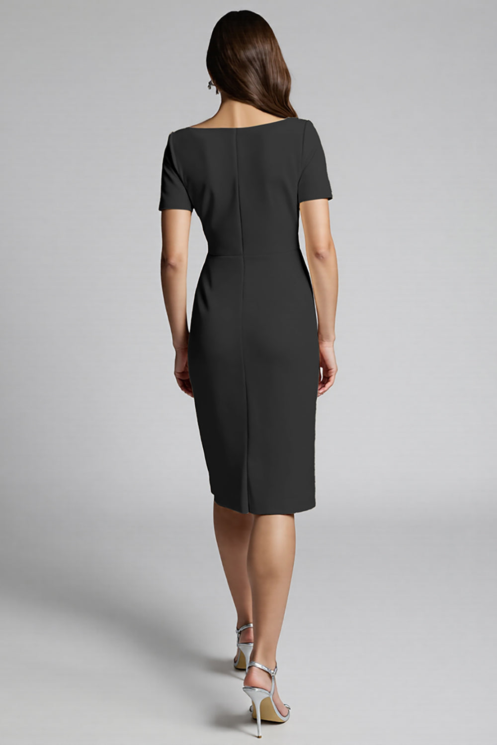 Robe de travail midi froncée champagne perlée