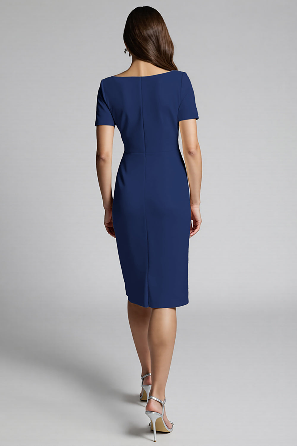 Robe de travail midi froncée champagne perlée