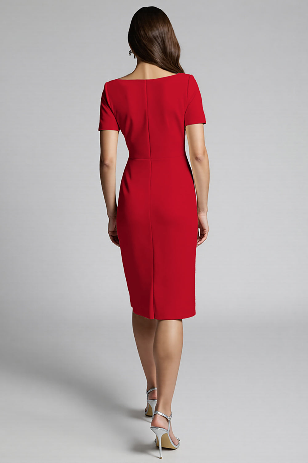 Robe de travail midi froncée champagne perlée