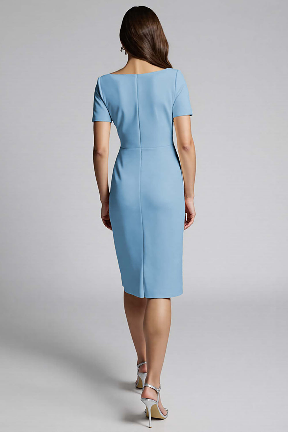 Robe de travail midi froncée champagne perlée