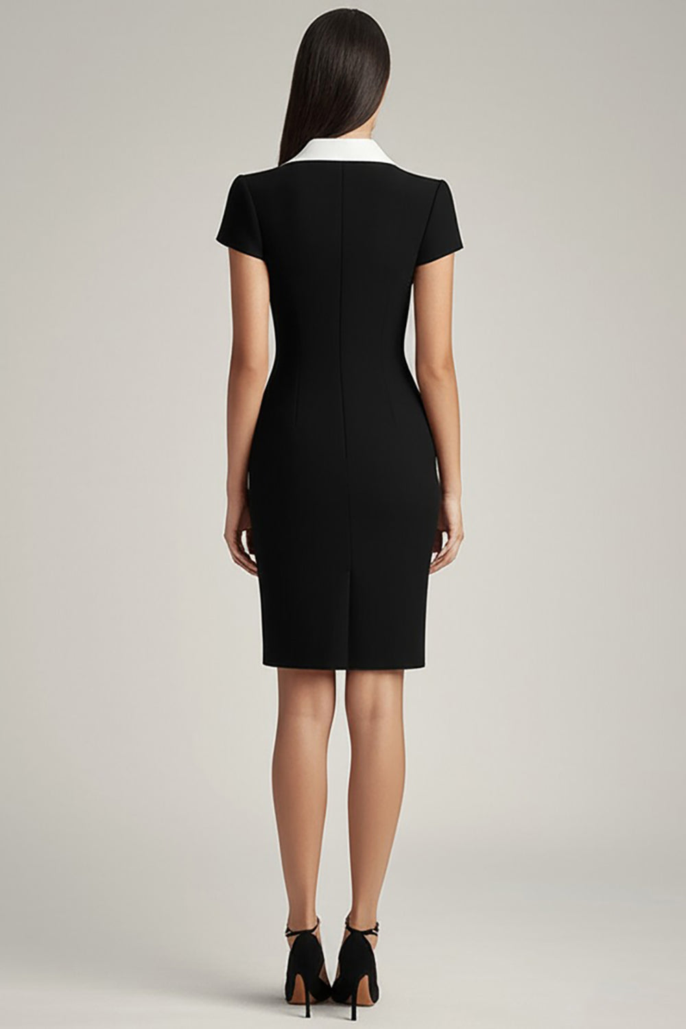 Black and White Bodycon Satin Short Work Blazer Dress