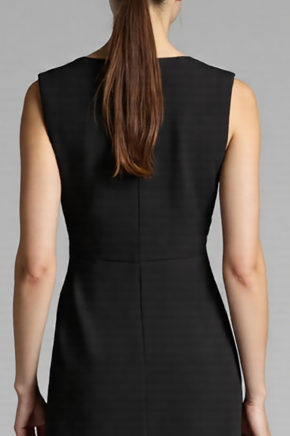 Black Satin A Line Midi Work Dress with Ruffles