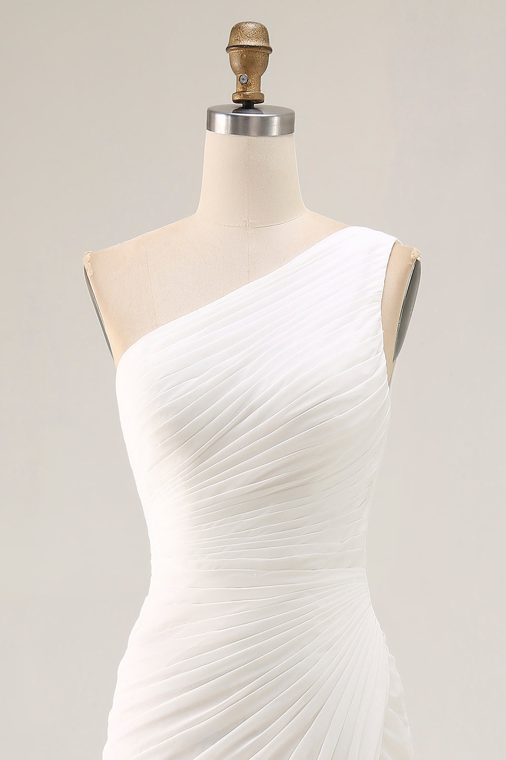 Chiffon Ivory One Shoulder Maxi Sheath Beach Engagement Dress with Slit