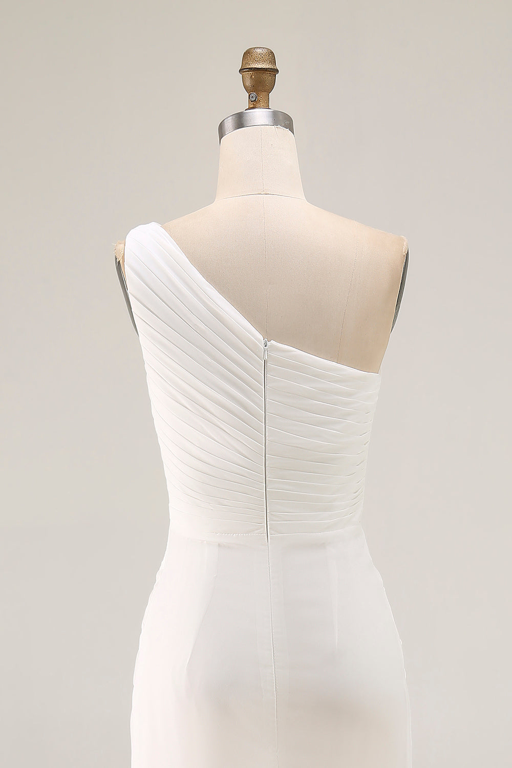 Chiffon Ivory One Shoulder Maxi Sheath Beach Engagement Dress with Slit