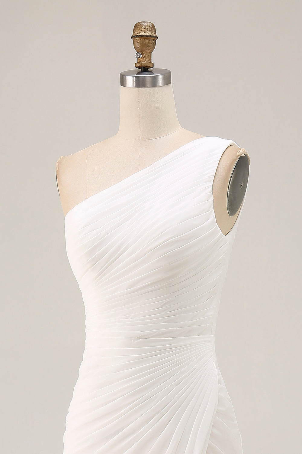 Chiffon Ivory One Shoulder Maxi Sheath Beach Engagement Dress with Slit