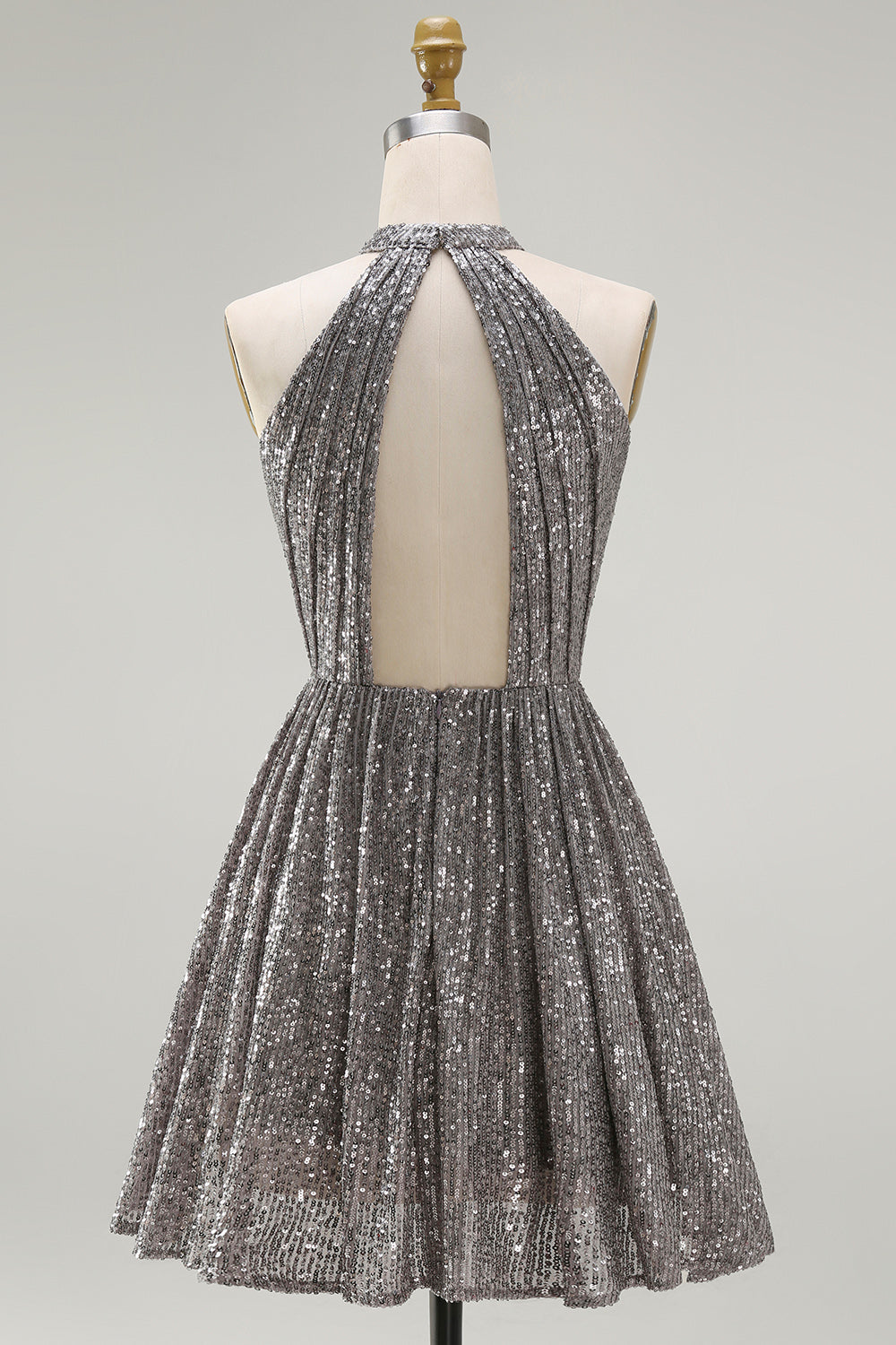 A-Line Short Silver Cocktail Dress