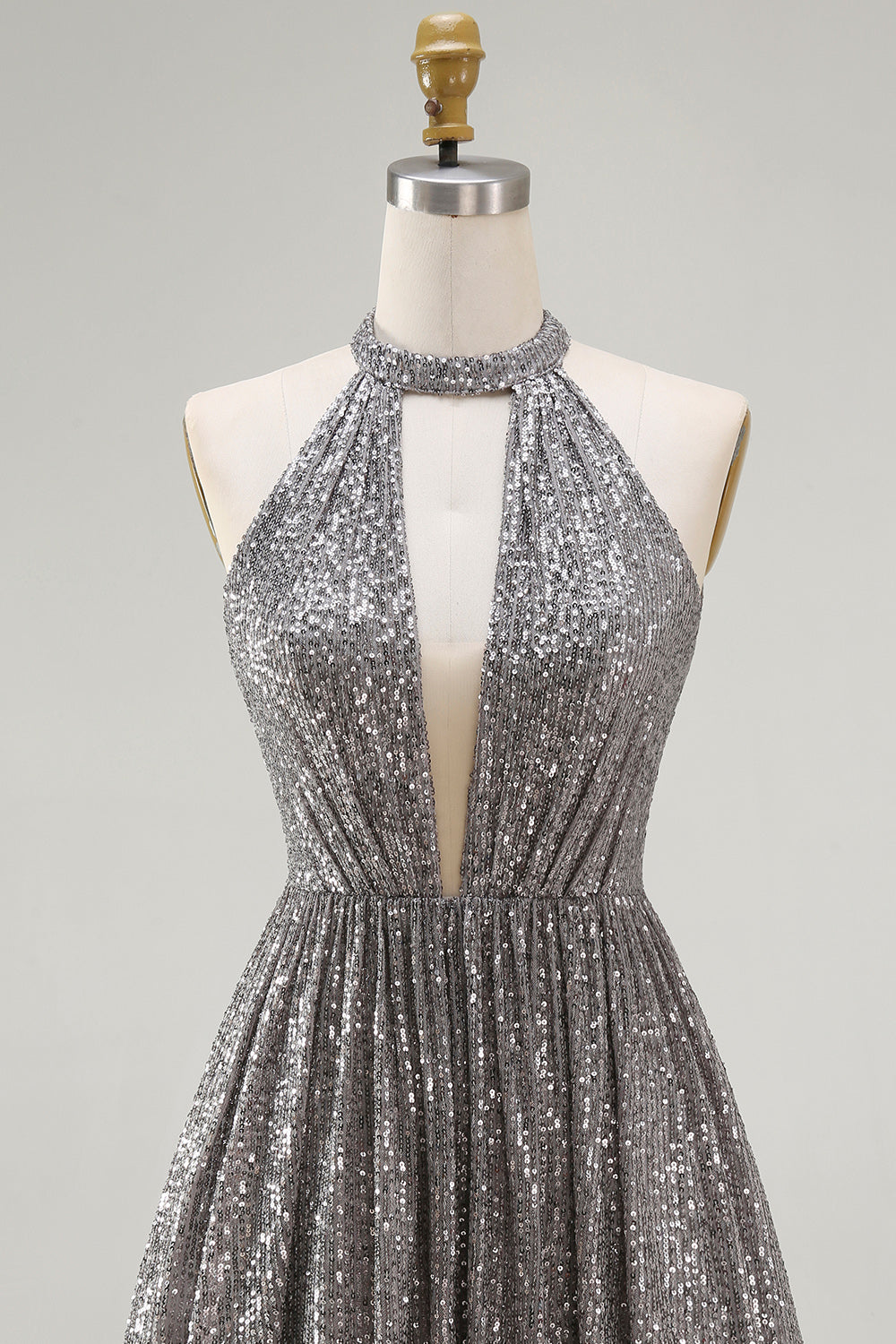 A-Line Short Silver Cocktail Dress