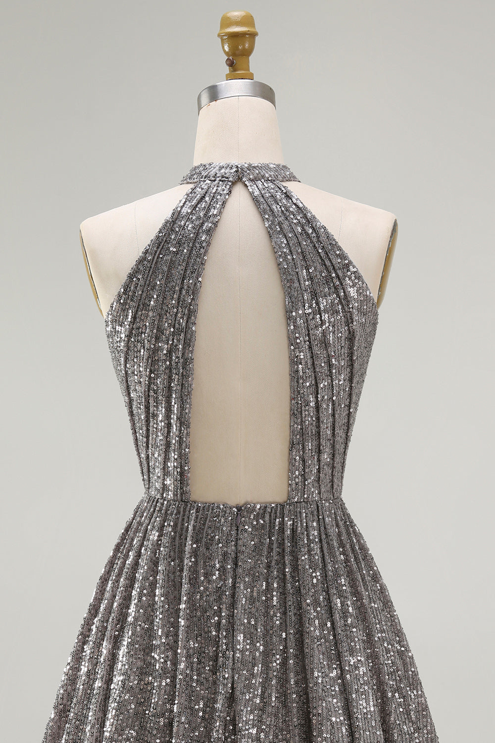 A-Line Short Silver Cocktail Dress