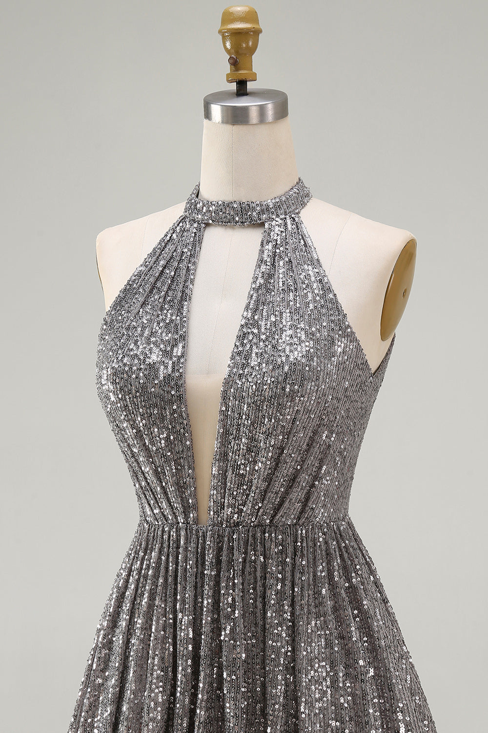 A-Line Short Silver Cocktail Dress