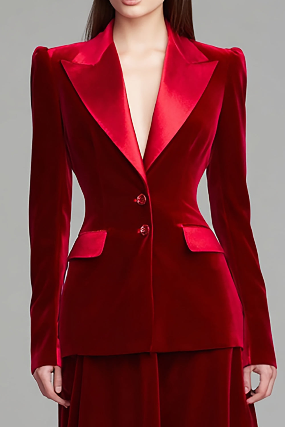 Costume d'affaires 2 pièces en velours bordeaux à revers pointus