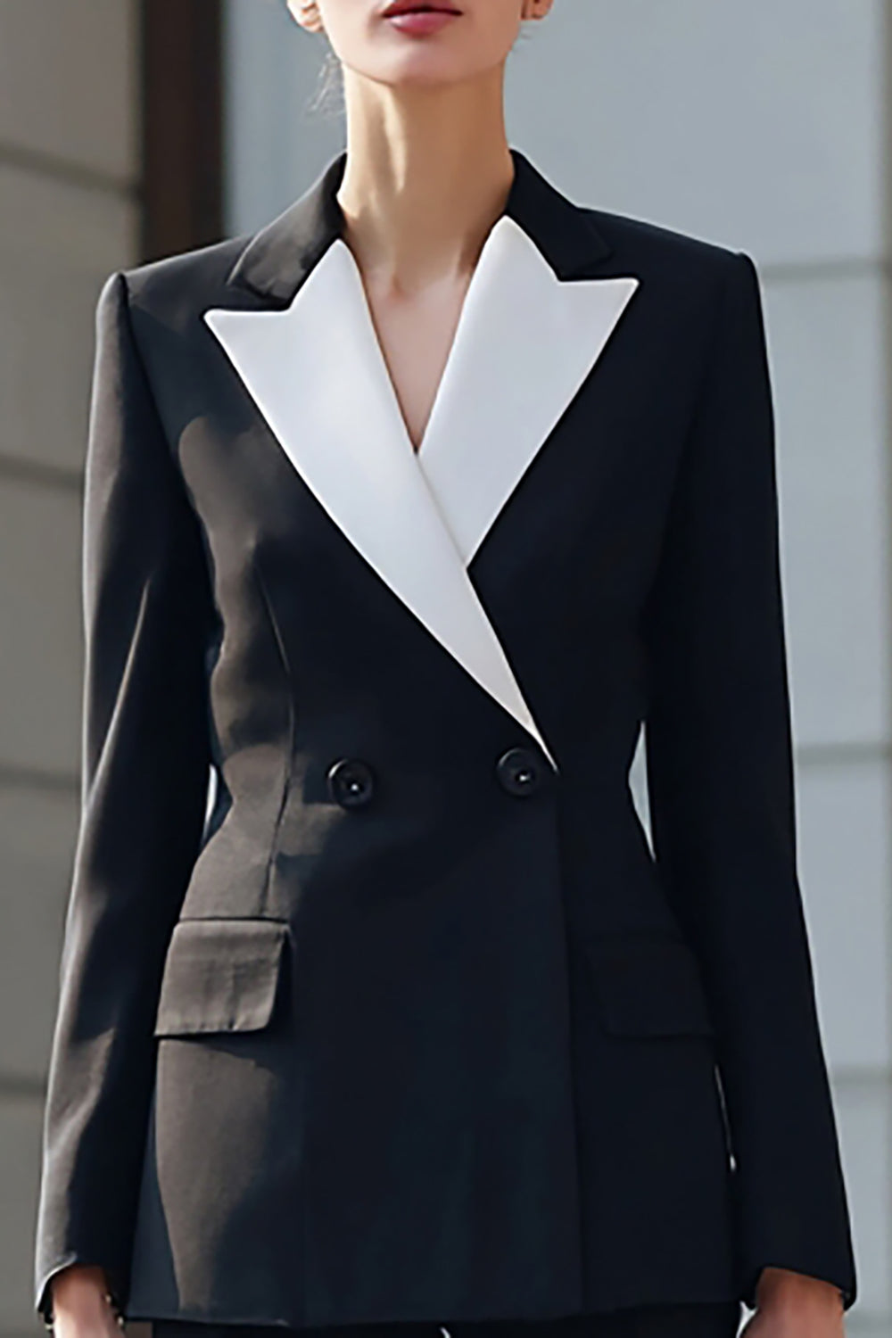 Black 2 Piece Notched Lapel Business Suits with Sleeves