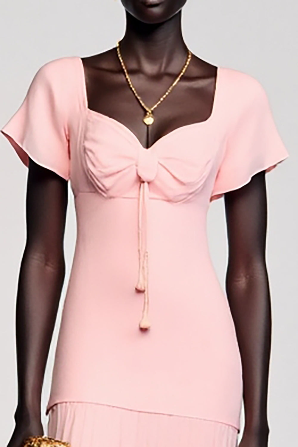 A-Line Pink Midi Wedding Guest Dress with Bow