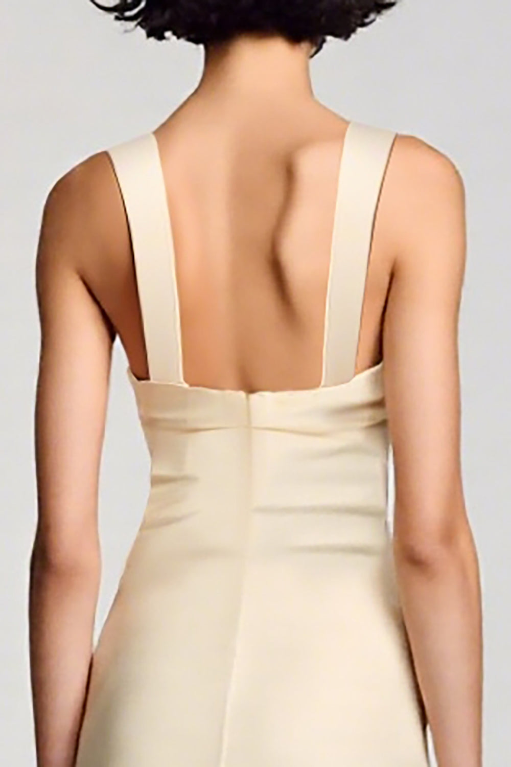 Apricot A-Line Round Neck Midi Wedding Guest Dress