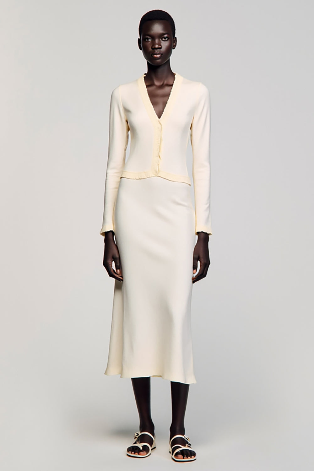Ivory Sheath Long Sleeve Wedding Guest Dress