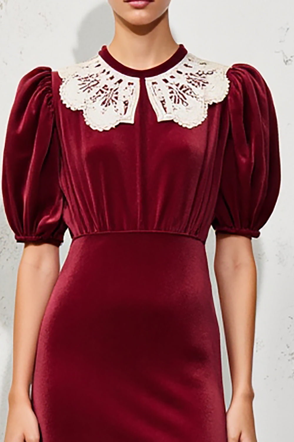 Velvet Dark Red A Line Wedding Guest Dress