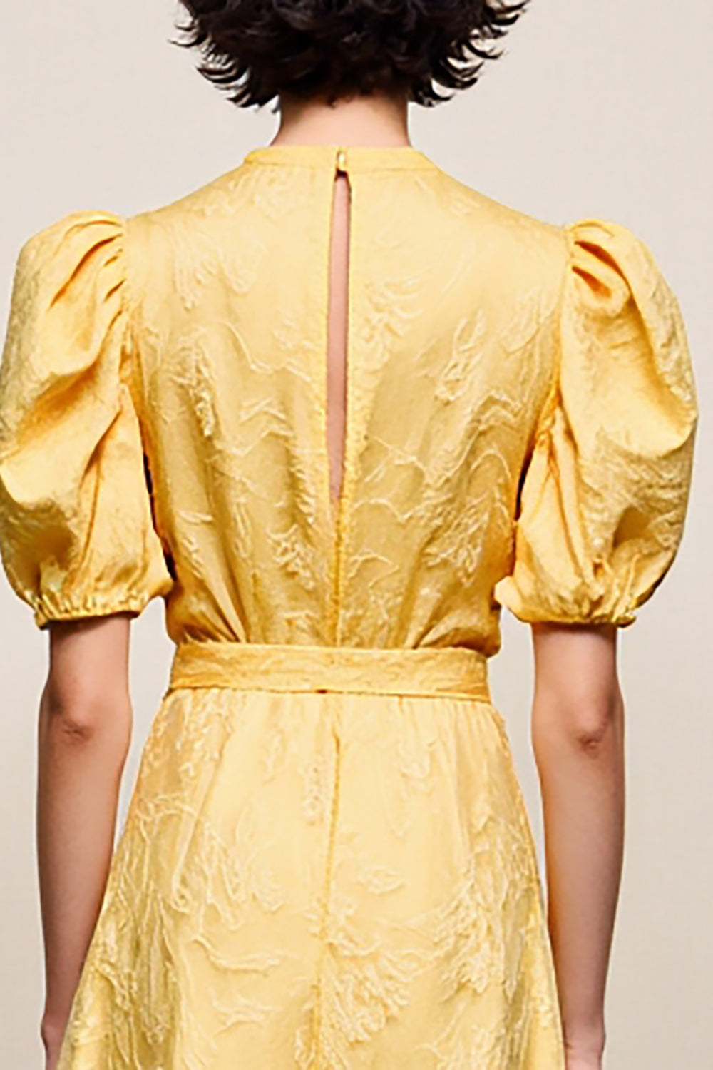 Yellow V Neck A Line Wedding Guest Dress With Appliques