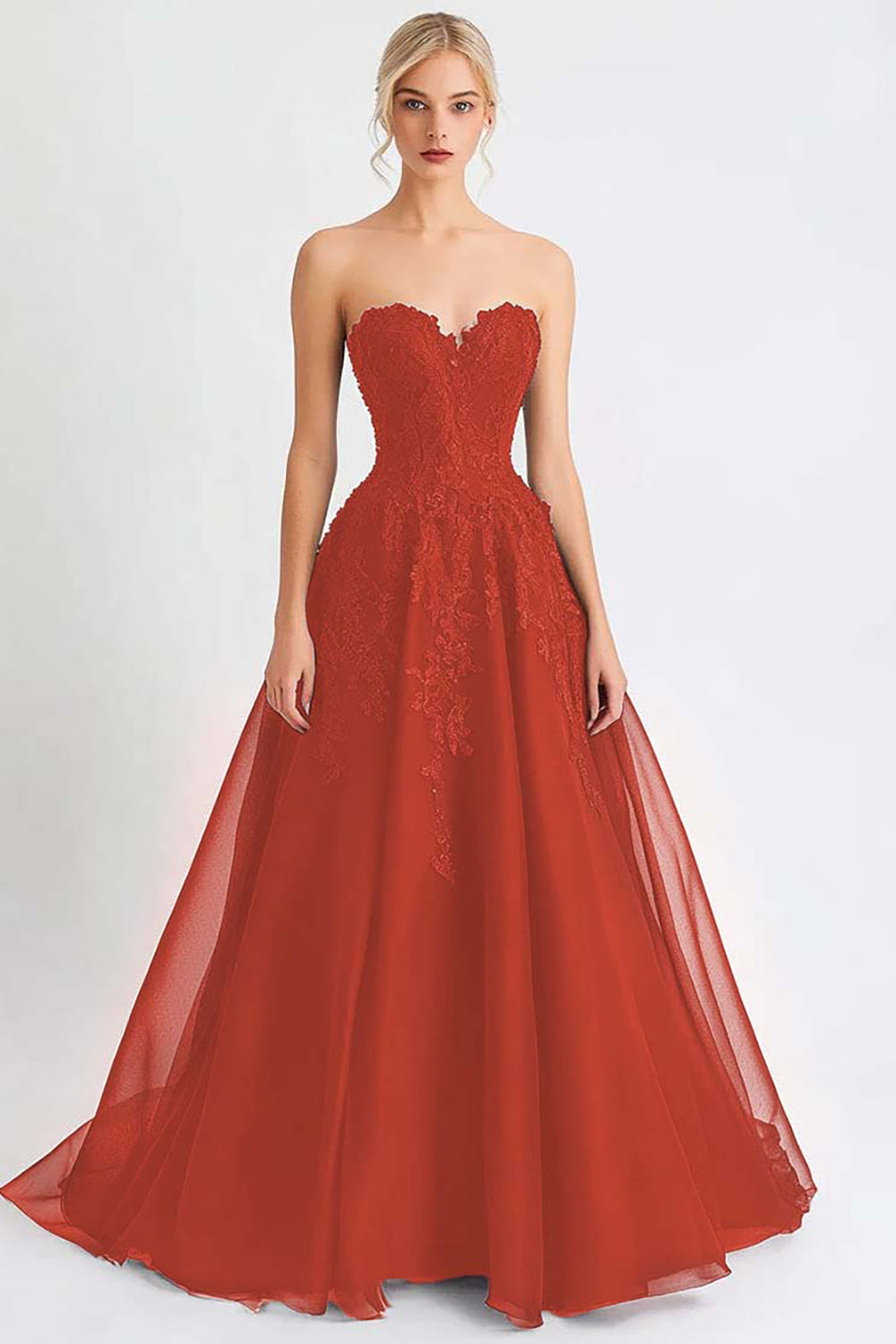 Black Tulle A Line Strapless Long Evening Dress with Appliques