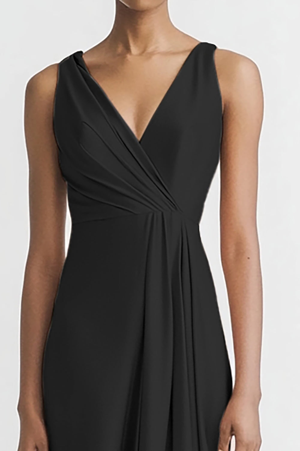 Pink V Neck Sheath Satin Long Evening Dress