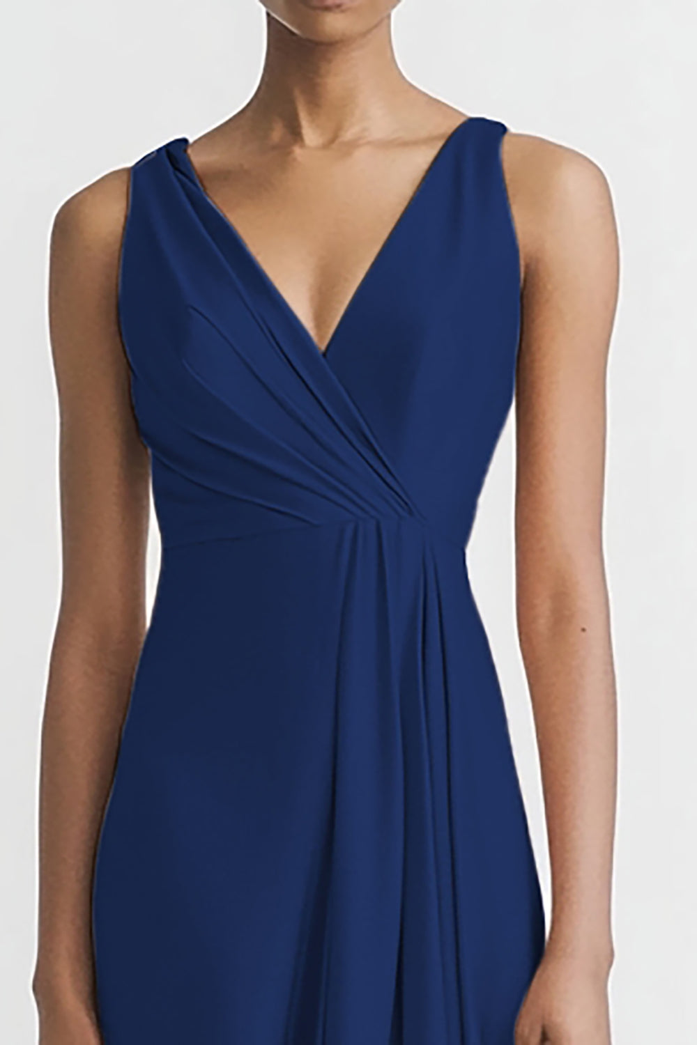 Pink V Neck Sheath Satin Long Evening Dress