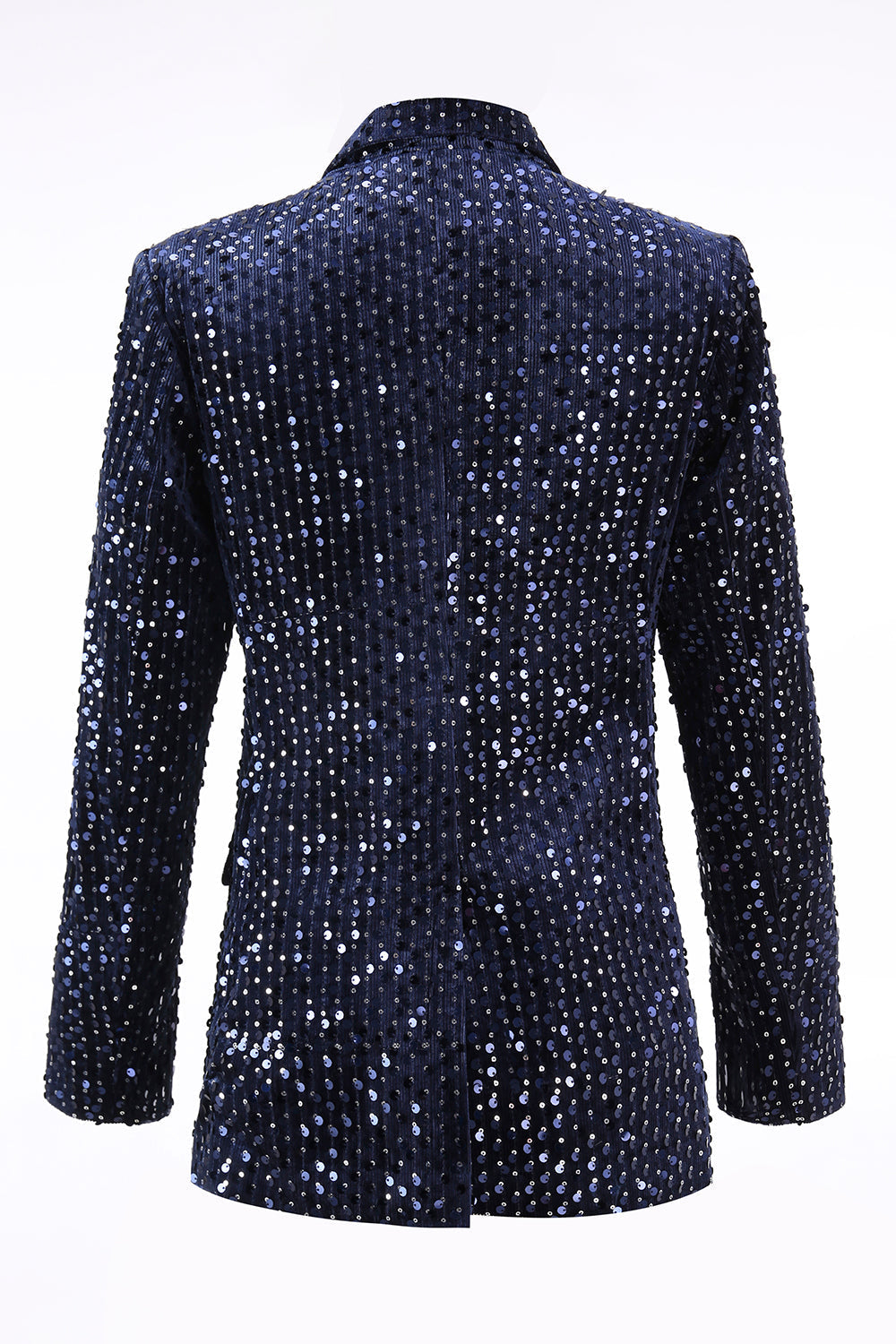 2-Piece Sequin Peak Lapel Double-Breasted Navy Women's Prom Suit