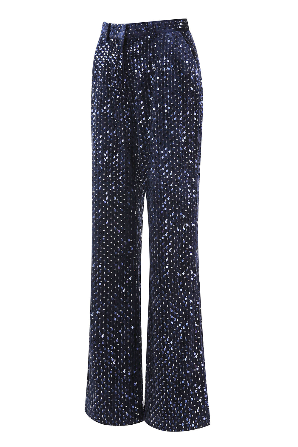 2-Piece Sequin Peak Lapel Double-Breasted Navy Women's Prom Suit
