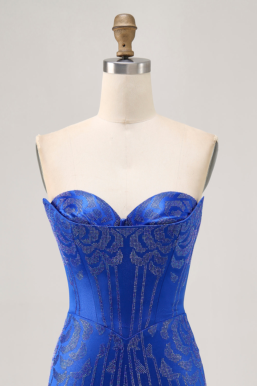 Strapless Royal Blue Beaded Bodycon Short Cocktail Dress