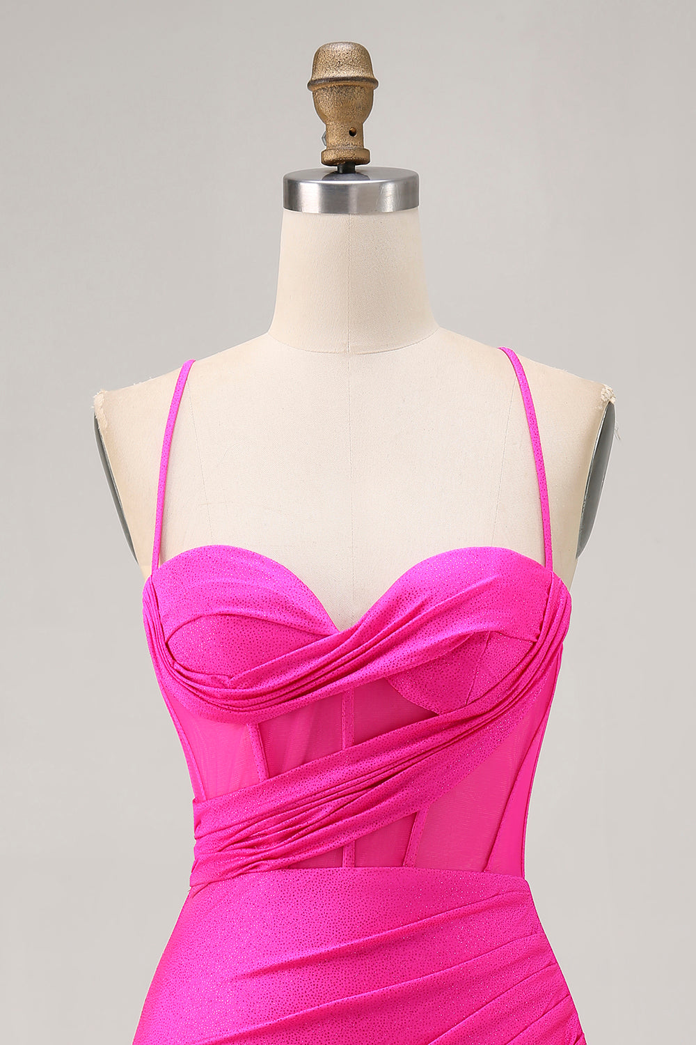 Fuchsia Corset Ruched Tight Short Prom Dress