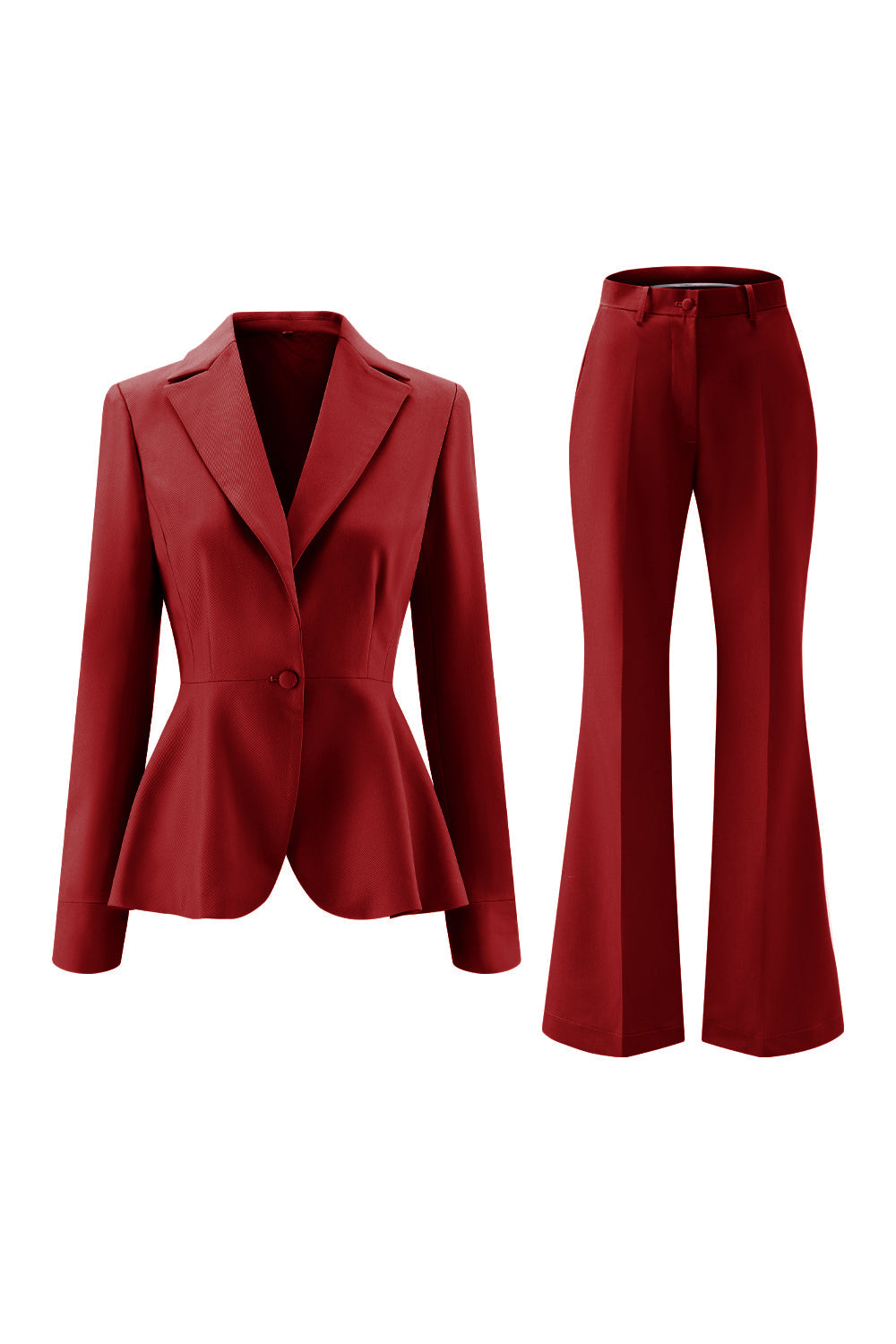Grey Green Slim Fit 2-piece Women Suits with Button