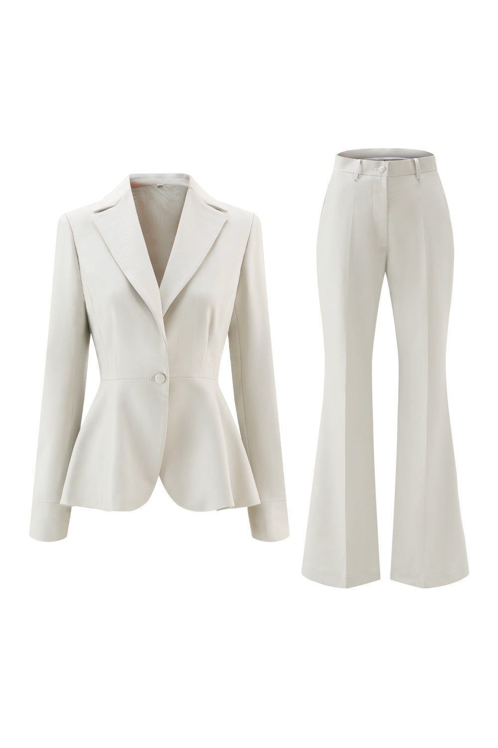Grey Green Slim Fit 2-piece Women Suits with Button